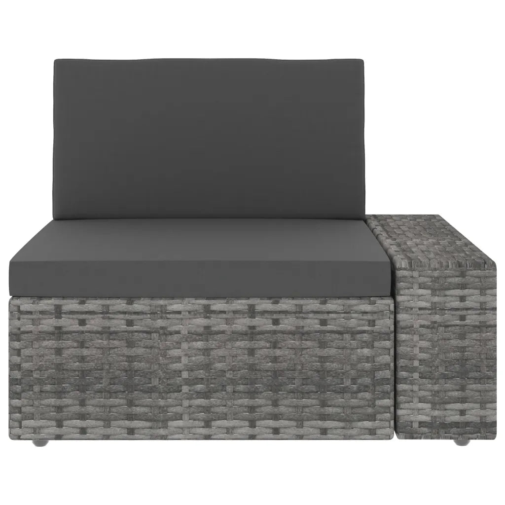 Divano Modulare a 3 Posti in Polyrattan Grigio 49526