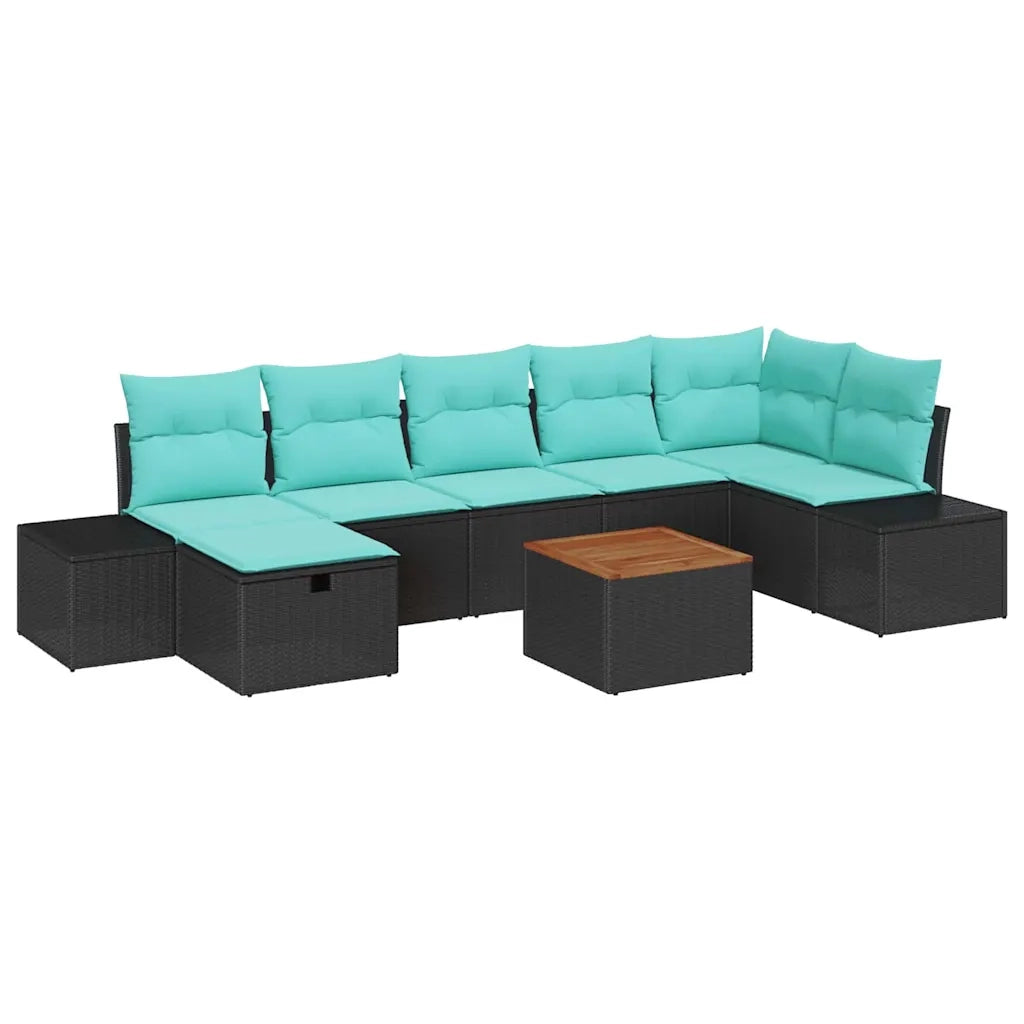Set Divano da Giardino 8 pz Nero Poly Rattan 3360938