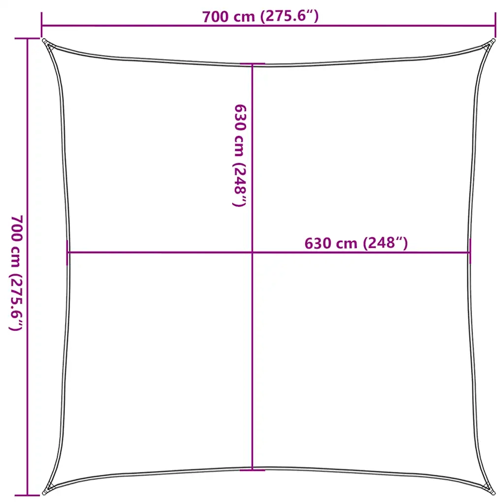 Vela Parasole 160 g/m² Quadrata Blu 7x7 m in HDPE 311500