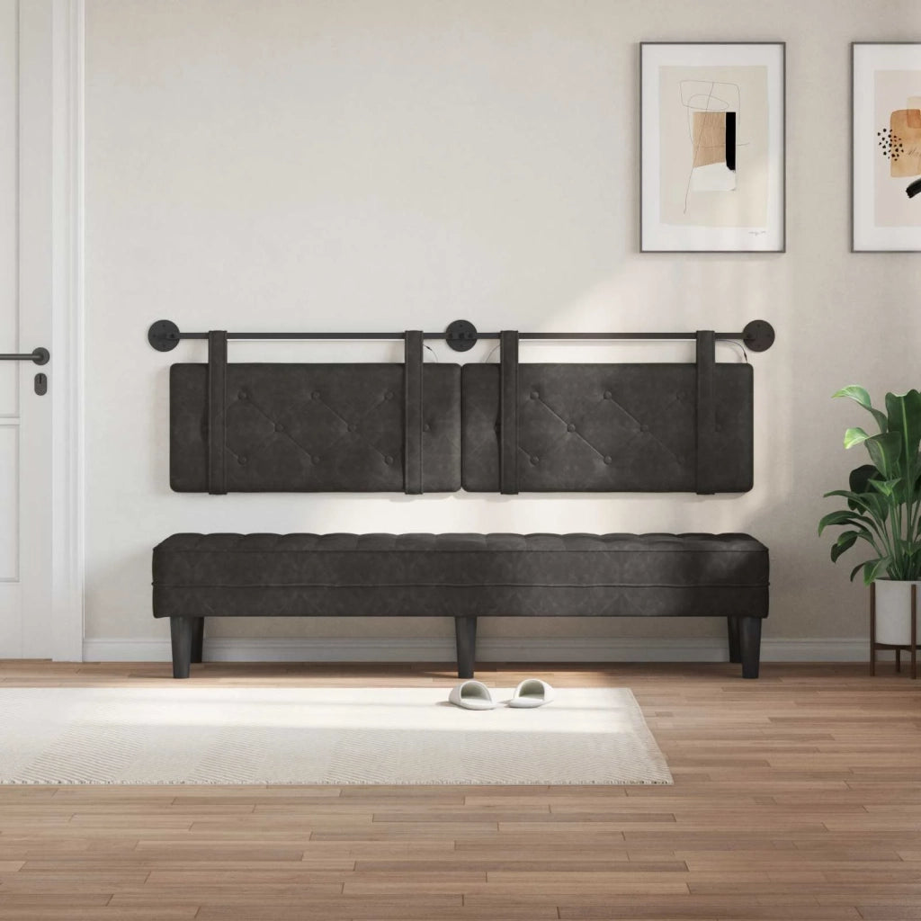 Testiera sospesa Con luce LED Nero PU Antico 3424241