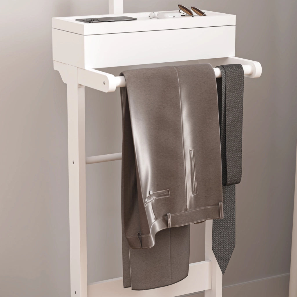 PORTAABITI Verticale in MDF Bianco con Cassetto