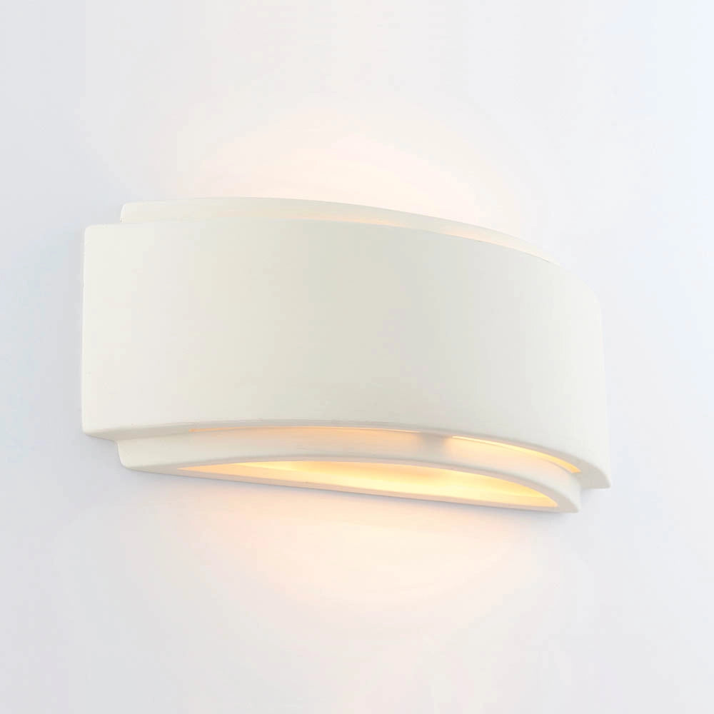 Applique moderna ad arco ceramica bianca E14 Endon Gianna