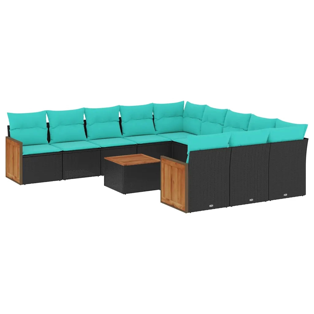 Set Divani da Giardino 12 pz con Cuscini Nero in Polyrattan 3228115
