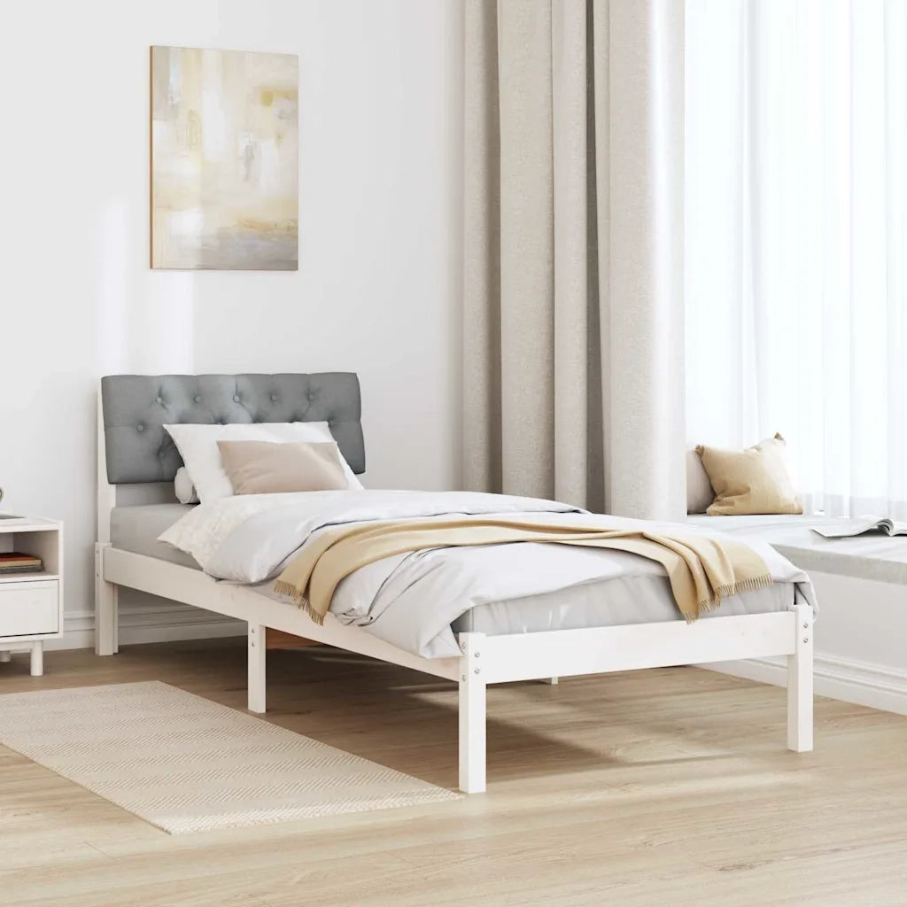 Struttura del letto-Giroletto-Rete del Letto Bianco e grigio chiaro 75 x 190 cm 145287