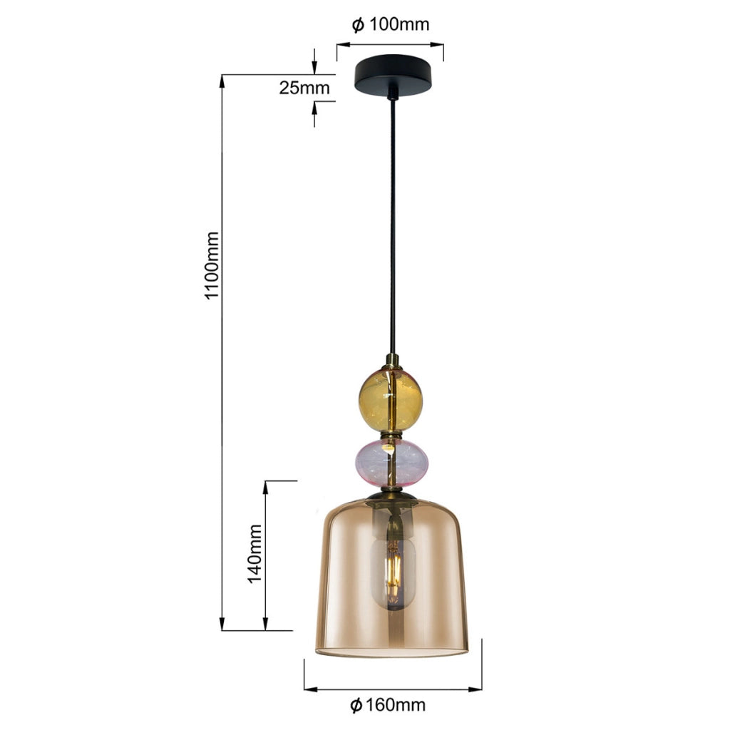 Sospensione Tropea vetro ambra E27 15W Light Prestige