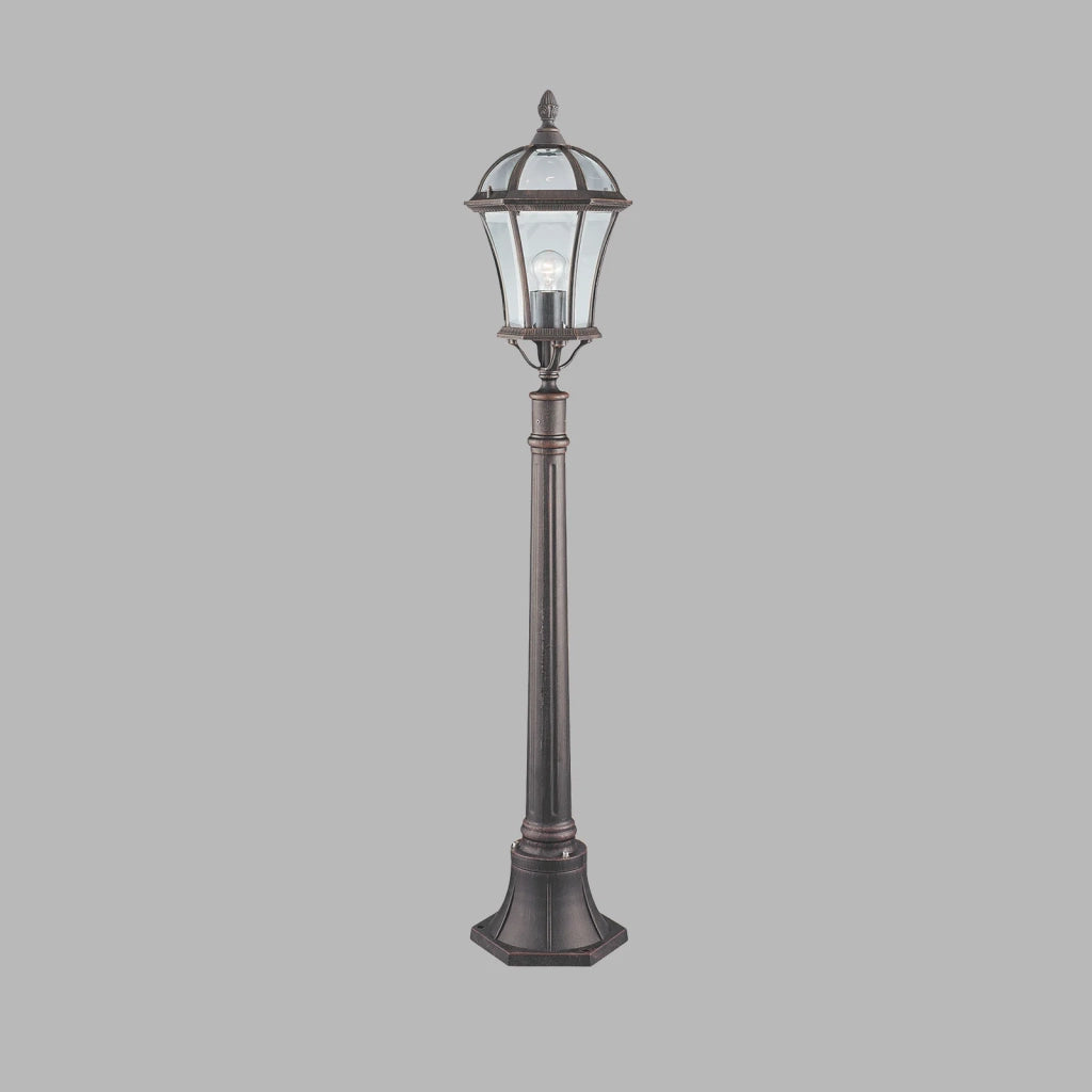 Paletto Da Esterno Vintage - Decò Capri Alluminio Marrone Vetro 1 Luce E27