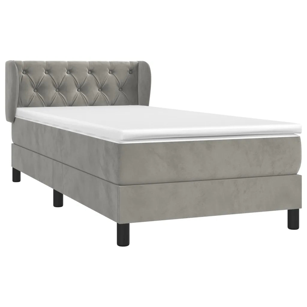 Giroletto a Molle con Materasso Grigio Chiaro 80x200 cm Velluto