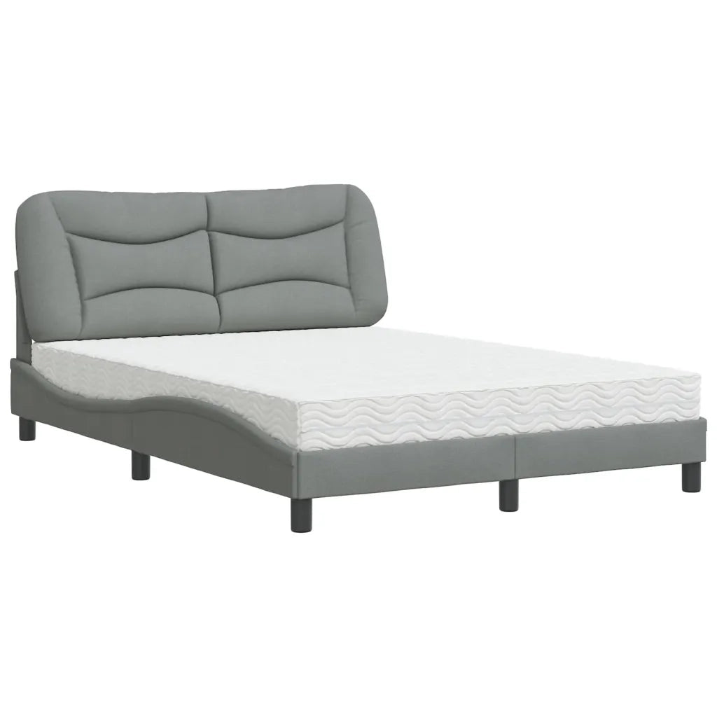 Letto con Materasso Hvar Grigio Chiaro 140x190cm Tessuto