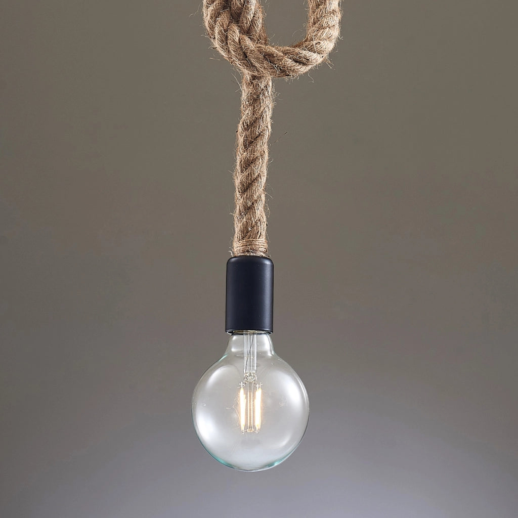 Lampada a sospensione Rope E27 corda marrone 150cm Polux