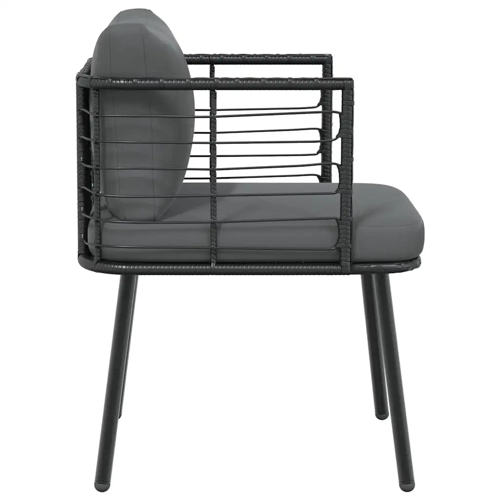 Poltrona da Giardino con Cuscini in Polyrattan Nero 4108259