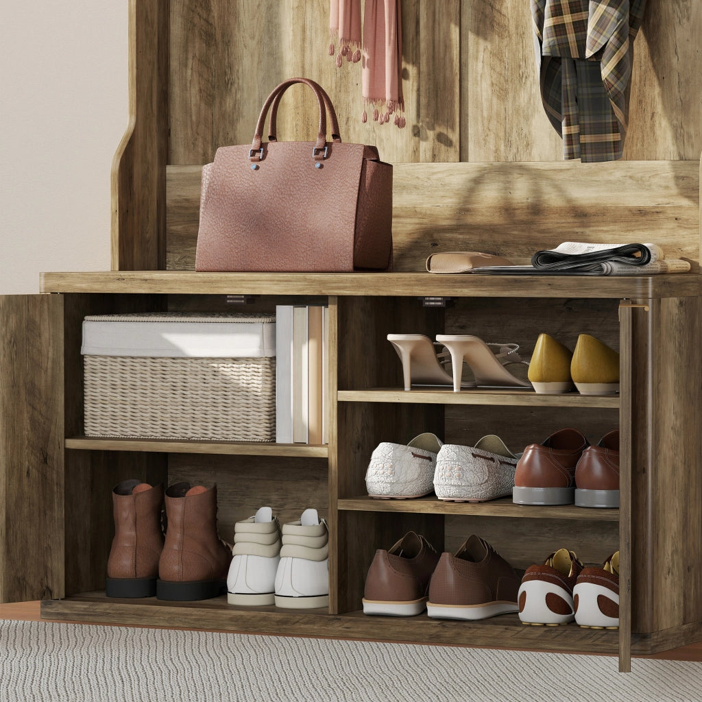 Mobile ingresso appendiabiti con scarpiera ¨C Xylo ¨C legno rovere 100x38x172 cm