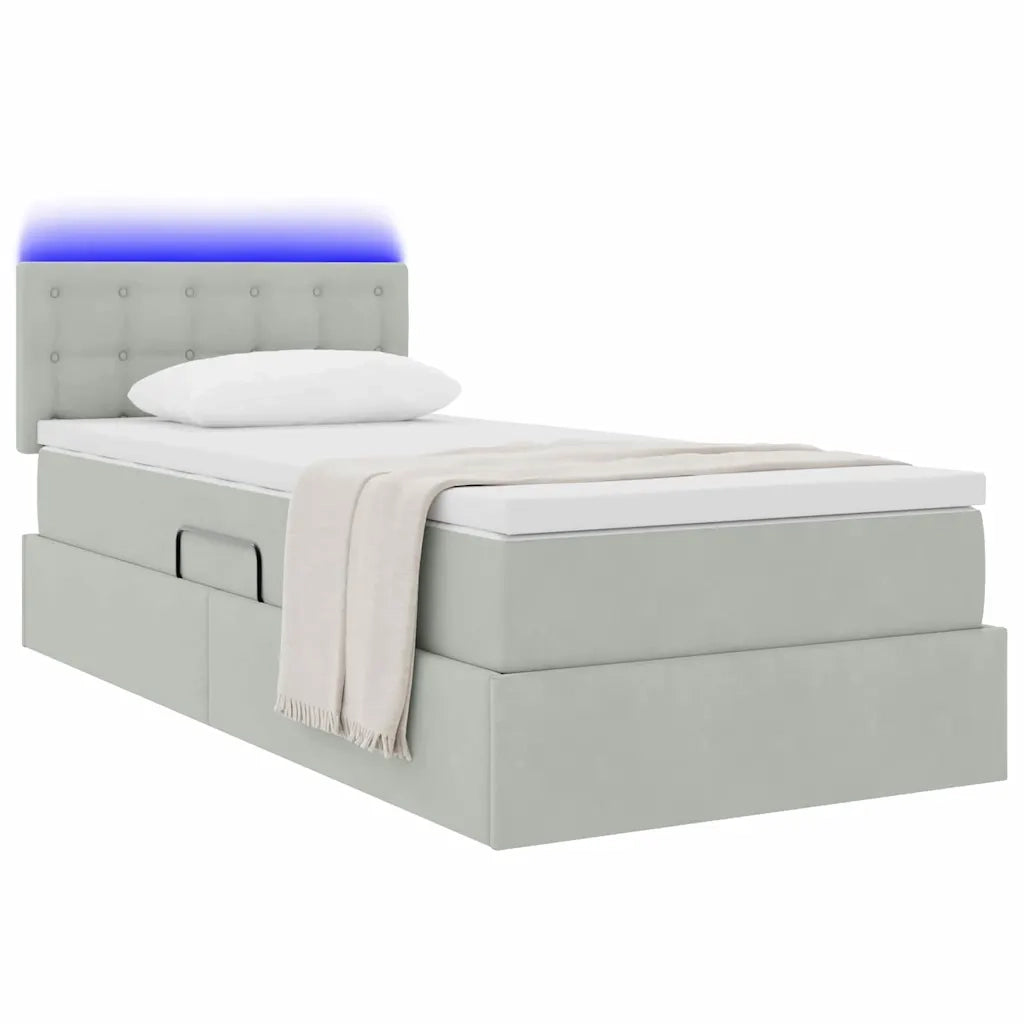 Letto con contenitore e LED Grigio chiaro 100 x 200 cm Velluto 3371493