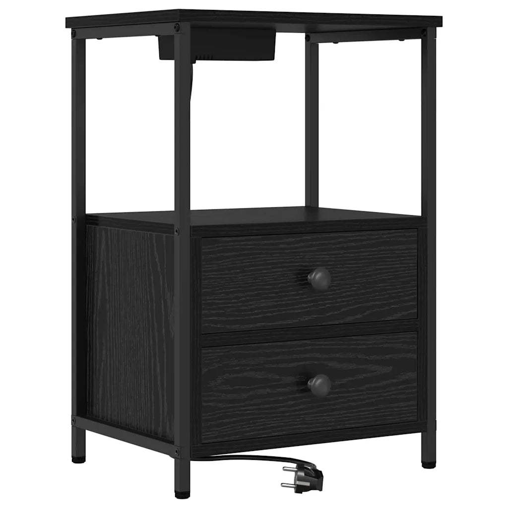 Armadio da Notte Rovere Nero 40 x 31 x 60 cm Legno multistrato 859440