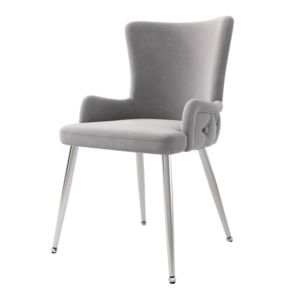 Set di 2 sedie da pranzo in velluto - Zephmum- Gambe in metallo argento, grigio