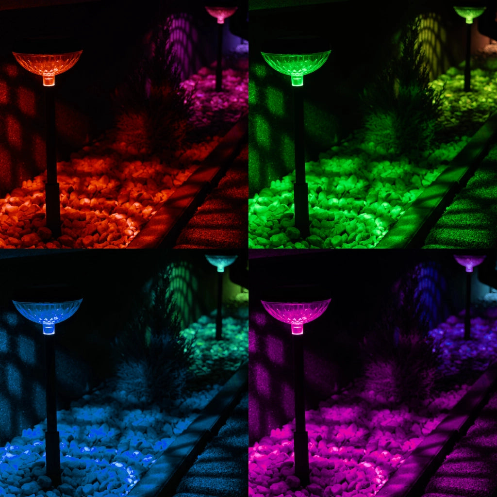 Paletti solari da giardino 2pz RGB 48cm neri IP44 Eko-Light