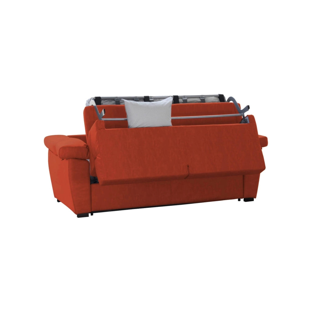 Trino, Divano Letto 3 Posti Sfoderabile Made in Italy, 225x95 cm Arancione