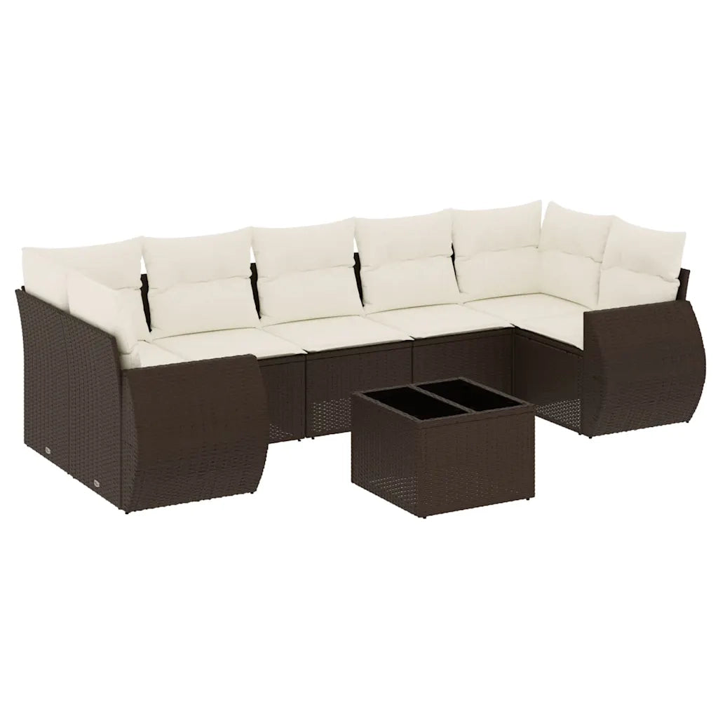 Set Divani da Giardino 8 pz con Cuscini Marrone in Polyrattan 3221142