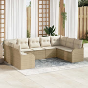 Set Divano da Giardino 9 pcs Beige e bianco polyrattan