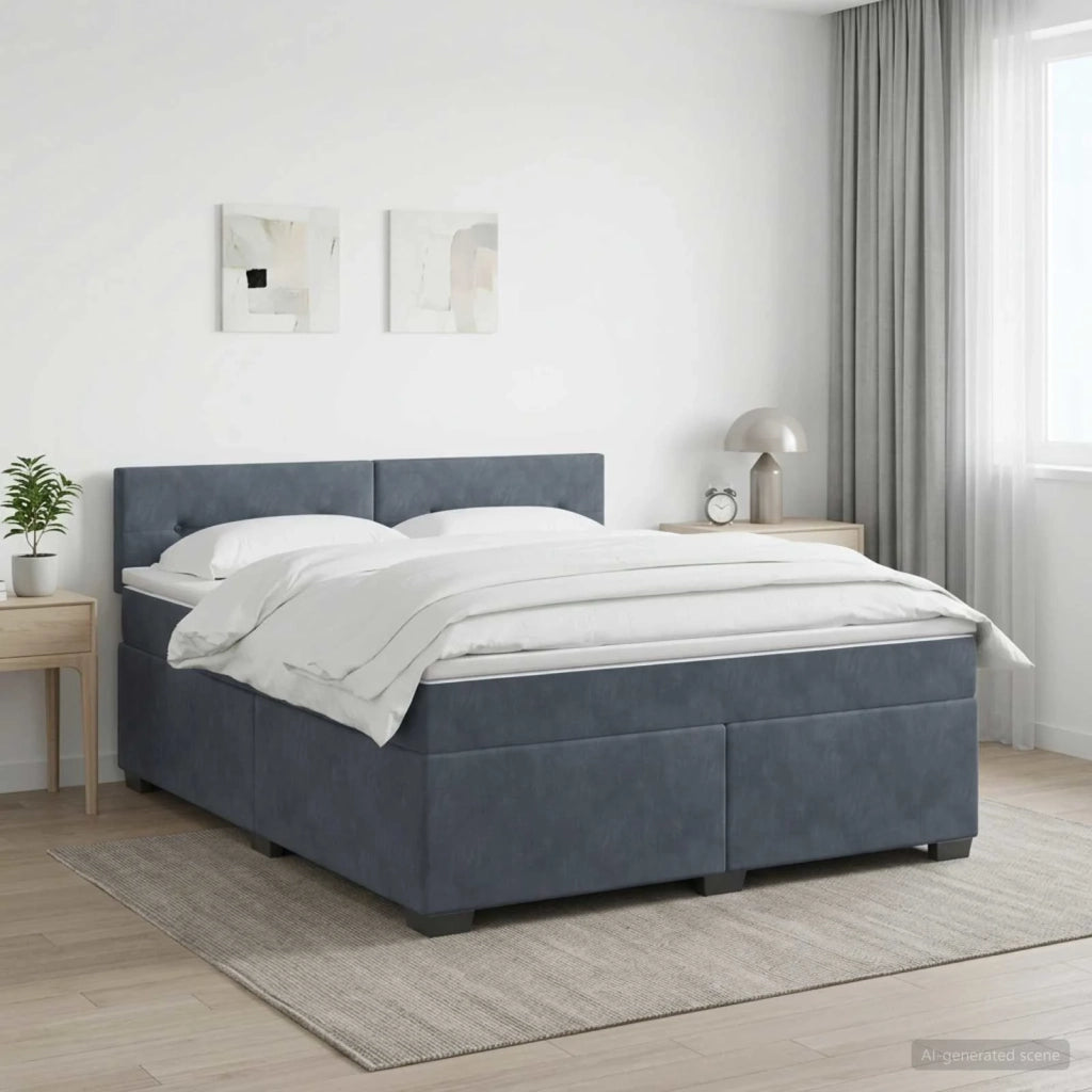 Letto box spring con materasso Grigio Scuro 140 x 190 cm 3450711