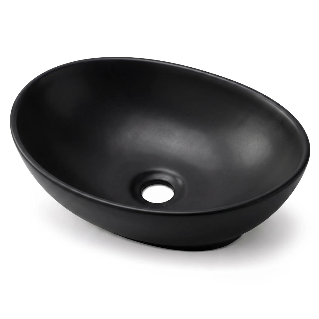 Lavabo da appoggio ovale OVALIS ceramica 41 cm Nero Opaco
