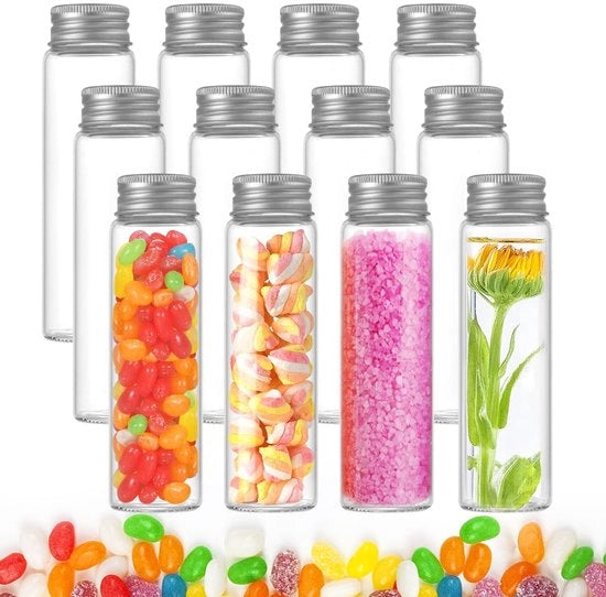 Set di boccette di reazione 12 pezzi - plastica - 110 ml - chiusura a vite - idoneo all'acqua - privo di BPA - per uso con hydrocultura/snoep - boccetta di prova
