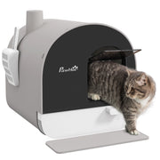 Lettiera per gatti con coperchio ¨C Xylo ¨C Grigio/Nero con paletta e tappetino