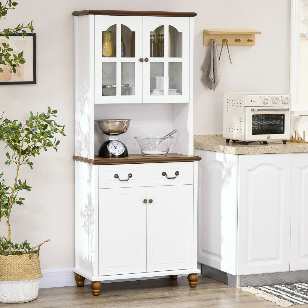 Credenza Cucina ¨C Minimal ¨C Bianco e Marrone 76x38x182 cm