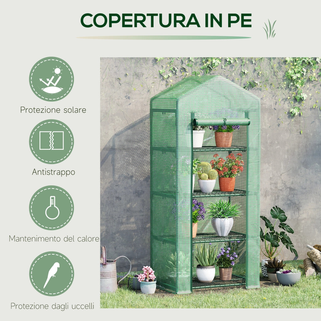Serra Verticale per Giardino con Scaffale ¨C Minimal ¨C Verde 70x50x160cm