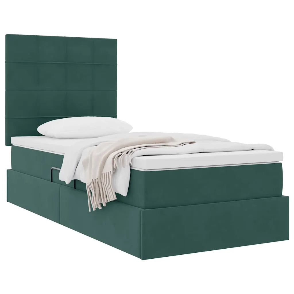 Letto con contenitore e materasso Verde Scuro 100 x 200 cm 3372012