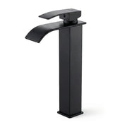Rubinetto lavabo alto a cascata nero da appoggio miscelatore bagno EVIO