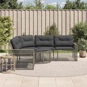 Divano da Giardino a L con Cuscini e Pouf-Sofa da Giardino-Divano da esterno Grigio in Polyrattan