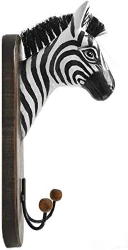 Hanger a forma di zebra, in legno, 2 ganci
