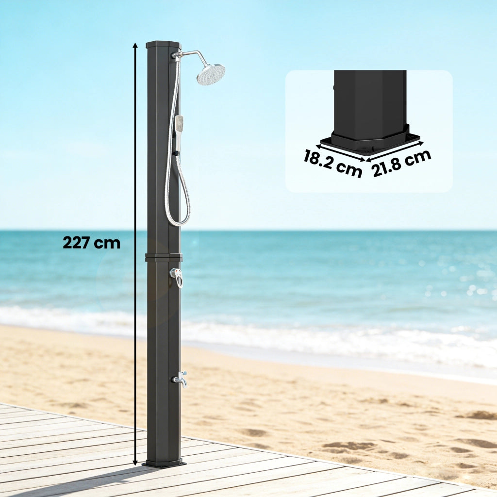 Doccia Solare 60L, Doccia da Giardino Esterno con 2 Soffioni Riscaldata