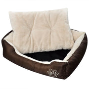Cuccia calda per cani con cuscino imbottito 65 cm marrone e beige 02_0001549