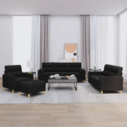 Set Divani 4 pz con Cuscini Nero in Tessuto 3201564