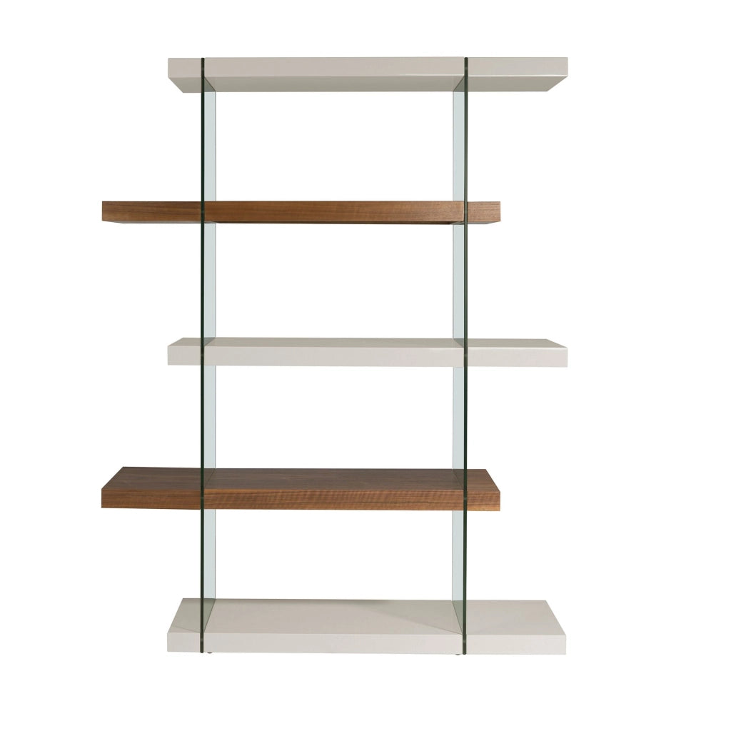 Scaffale rettangolare in noce e legno grigio
