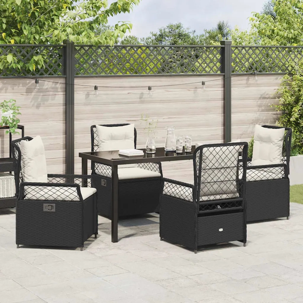 Set da Pranzo per Giardino 5 pcs Nero polyrattan 3380983