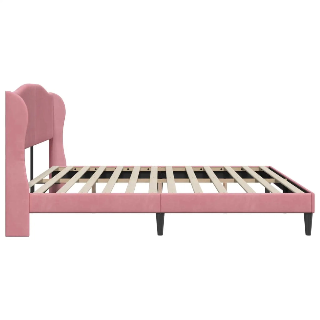 Letto matrimoniale | Letto per adulti | Struttura del letto con testiera Rosa 200 x 200 cm Velluto