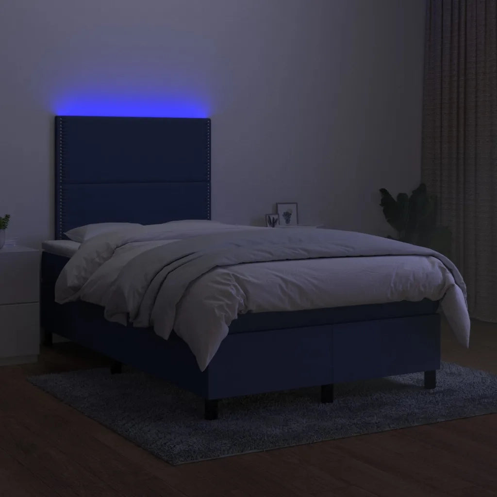 Letto a Molle con Materasso e LED Blu 120x200cm in Tessuto 3134787