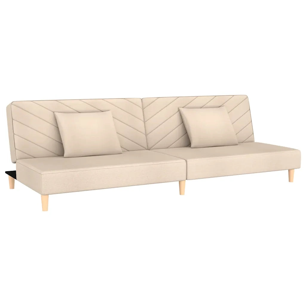 Divano Letto a 2 Posti con 2 Cuscini-Sofa Letto 2 Posti-Daybed Crema in Tessuto 104792