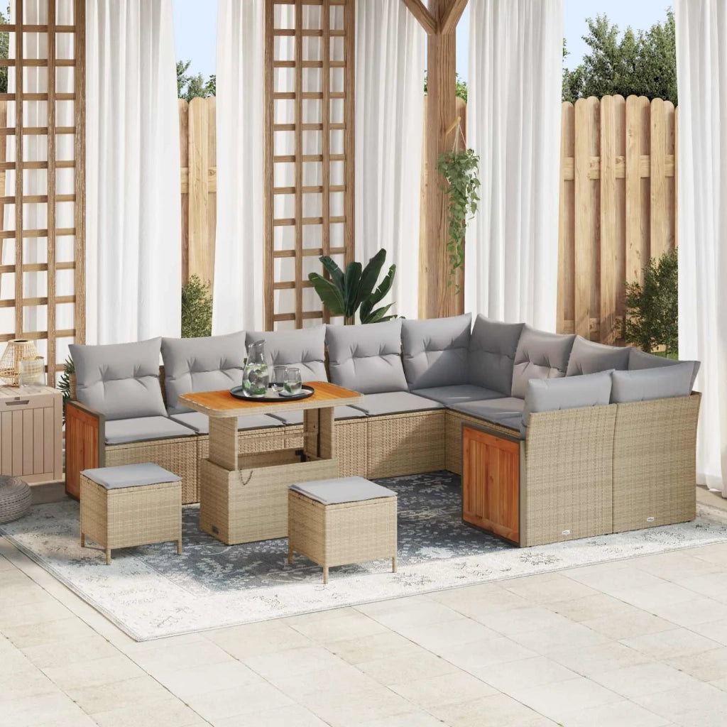 Set Divano da Giardino con cuscino 12 pcs Beige e Grigio Chiaro 3363217