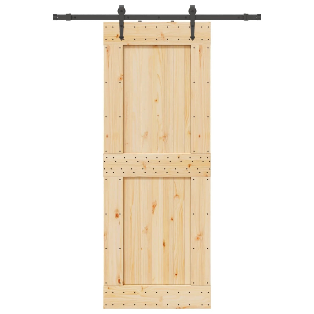 Porta scorrevole NARVIK Naturale e Nero 85 x 210 cm (152,5 cm) 3445337