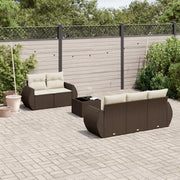 Set Divano da Giardino 6 pz con Cuscini Marrone in Polyrattan 3221102