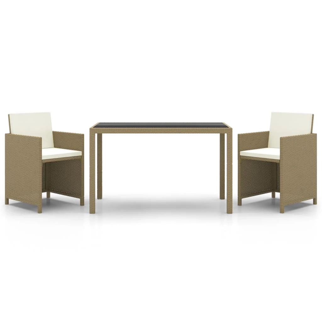 Set da pranzo da giardino composto da 3 pezzi con cuscini in polyrattan beige 02_0014523