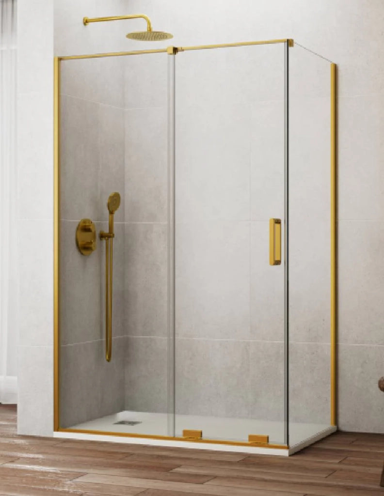Box doccia CIRENE (KENNA) 1+1 con lato fisso laterale 120x75 cm Oro Barra Parallela