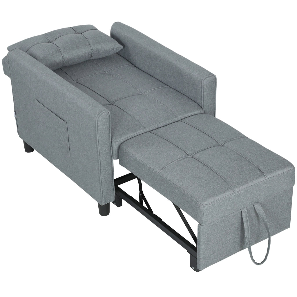 Divano Letto Pieghevole Convertibile con Schienale Regolabile e Cuscino. Grigio