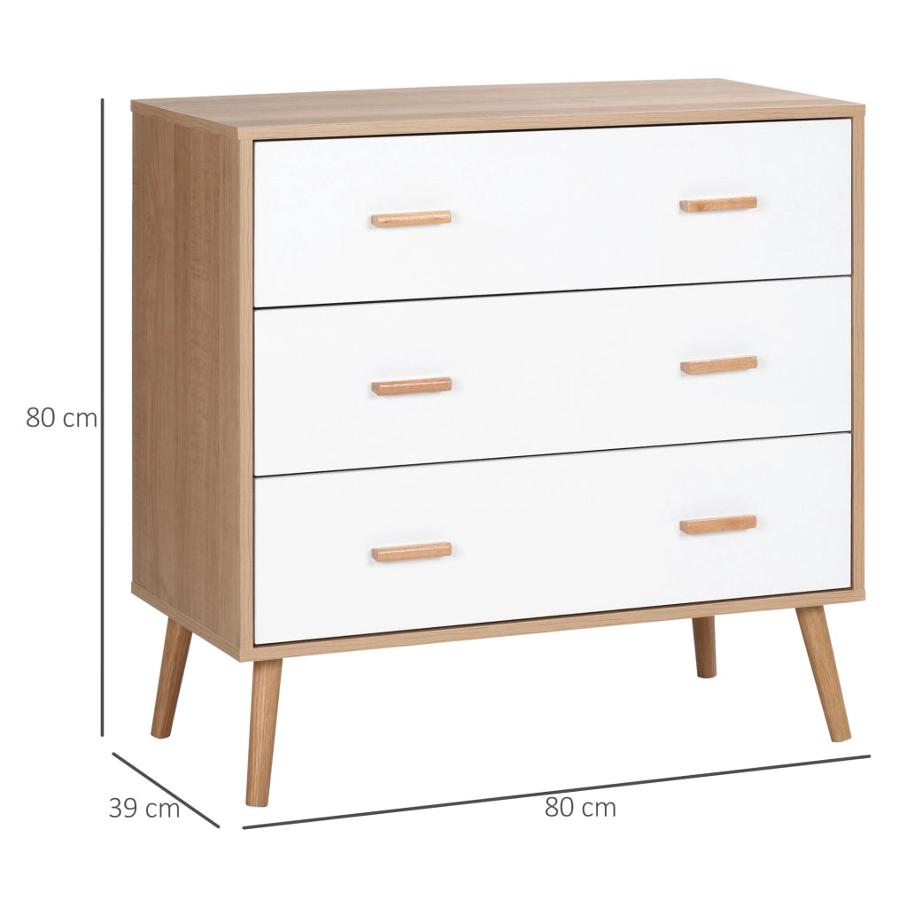 Cassettiera scandinava 3 cassetti ¨C Xylo ¨C legno chiaro bianco design moderno