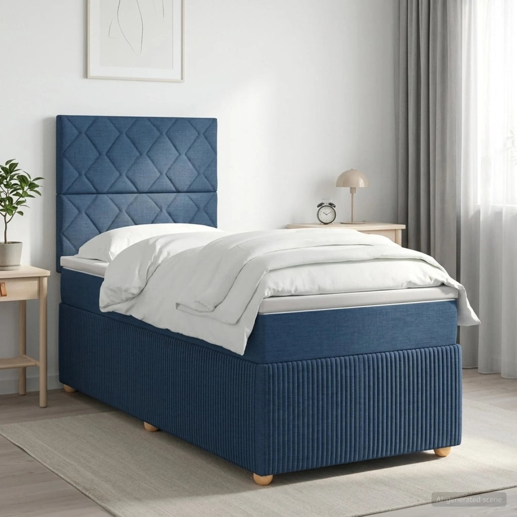 Letto box spring con materasso Blu 100 x 200 cm Tessuto 3454339