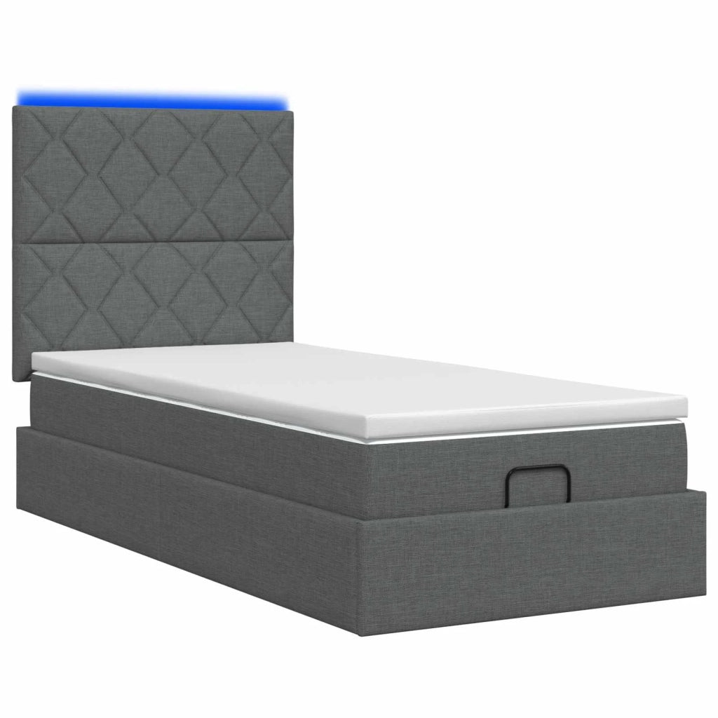 Letto Ottomano con Materasso e LED Grigio Scuro 80 x 200 cm 3458111