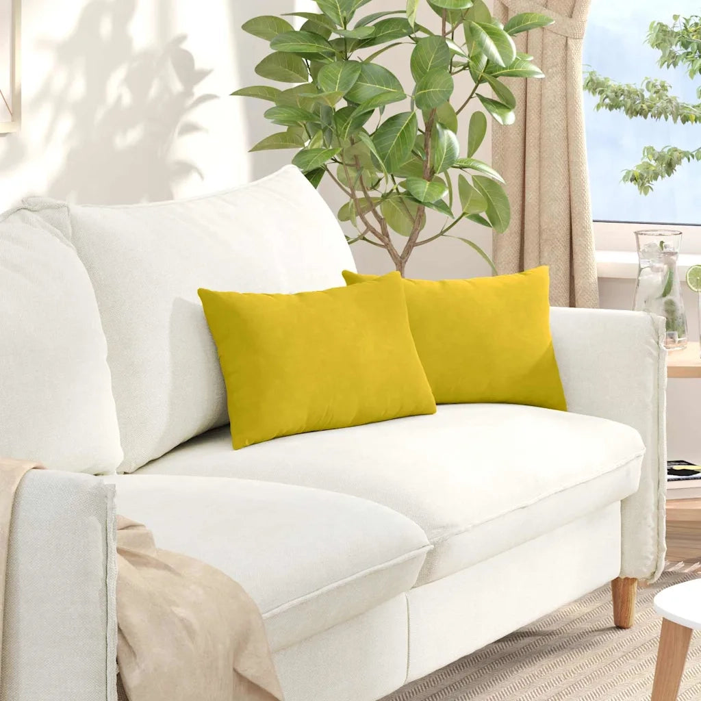 Cuscini da Divano 2 pz-Set di 2 Cuscini per Sofa Giallo 50 x 30 cm Tessuto in Cords